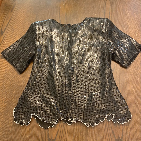 VTG Sténay 100% Silk Beaded Sequin Blouse Size Small - Picture 6 of 7